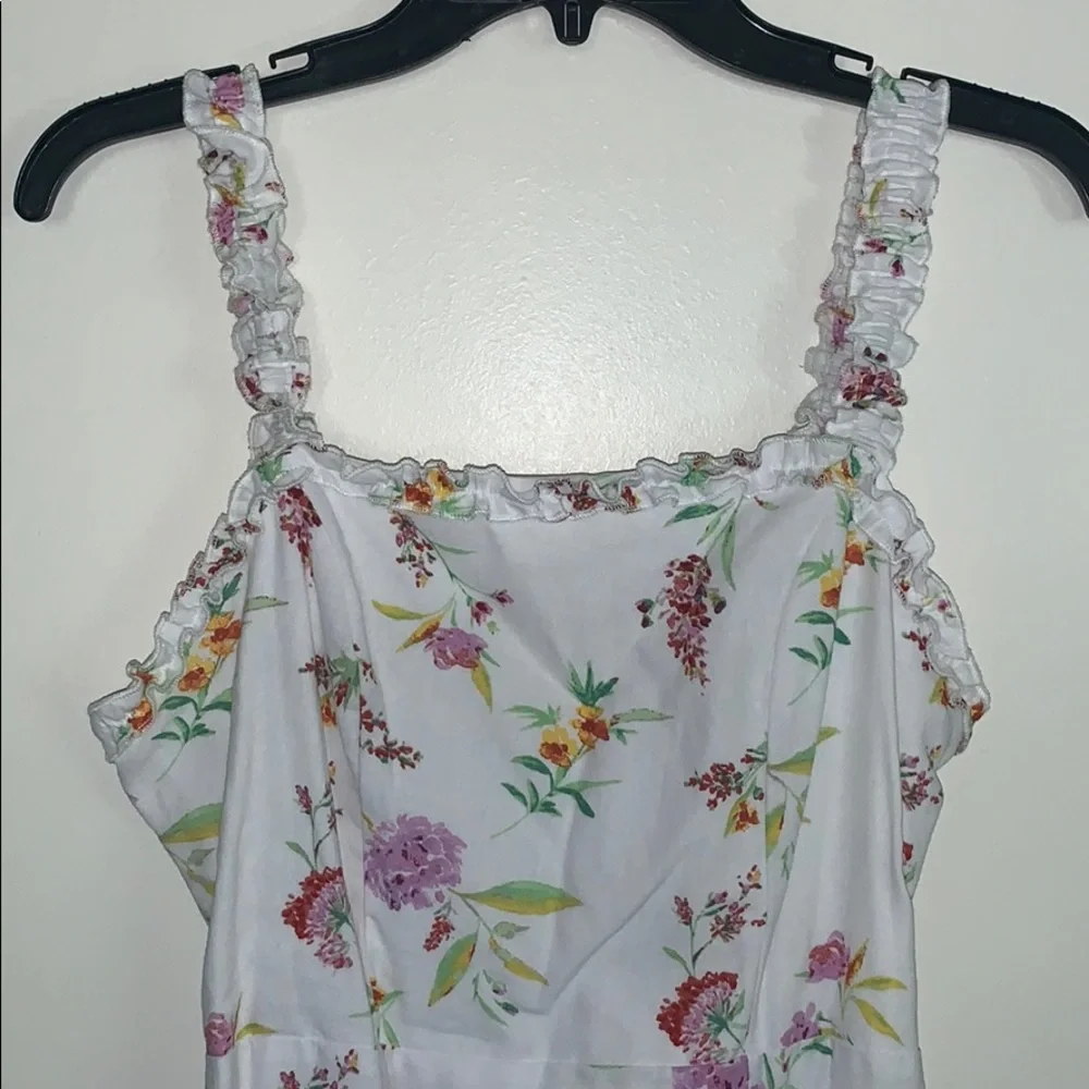 LA Hearts Linen Ruffle White Floral Spring Mini Dress - Picture 8 of 11
